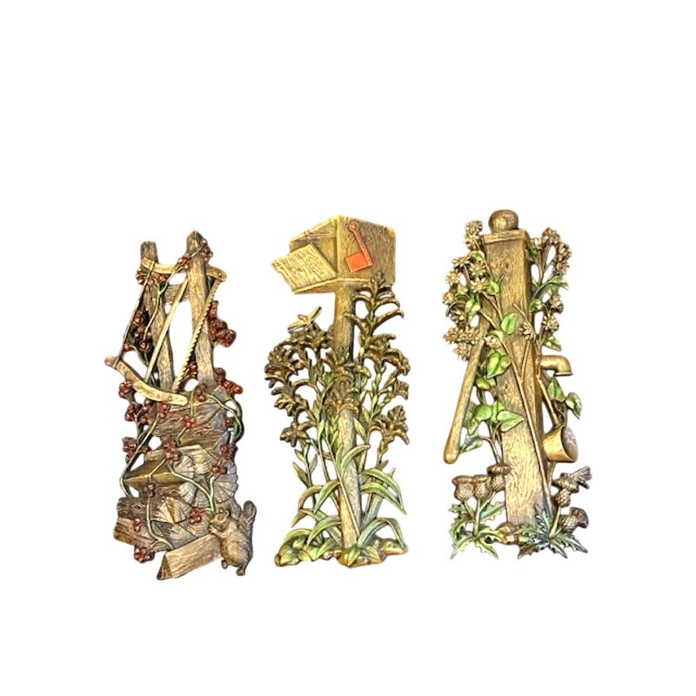 Burwood Wall Hangings 17"x7" Vintage 3 Piece Set-Fence Post, Mailbox, Pump